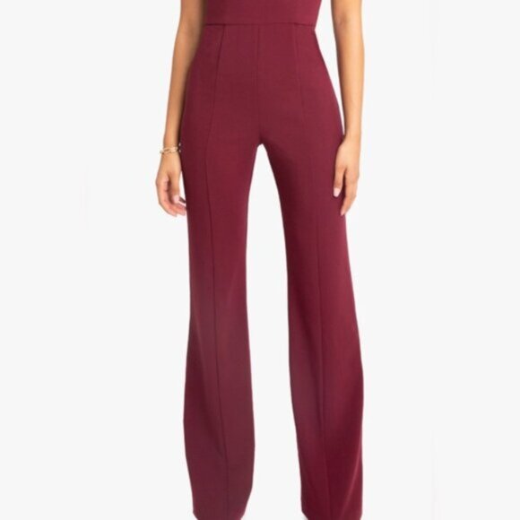 Black Halo Burgundy Wide Leg Jumpsuit - Picture 3 of 13